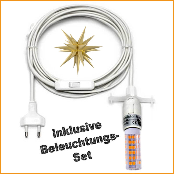 HERRNHUTER Stern 2025 - Perlmutt Gold - komplett inkl. Elektrik