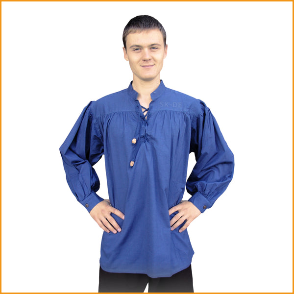 Alternatives Männerhemd blau | Mittelalter Hemd blau
