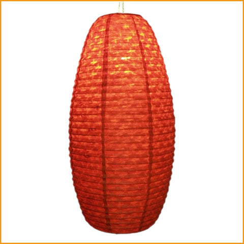 Ovale Lokta Papierlampe Hängelampe - orange Blume - Orissa Lampe Nepal