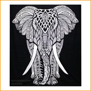 TAGESDECKE WANDBEHANG Elefant - Baumwolle - 230 x 200 cm - schwarz