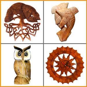 Skulpturen - Wandschmuck - Holz Figuren - Wandbilder