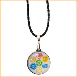 Schmuck Anhänger - Chakren hinter Glas - mit Lederband & Verschluss