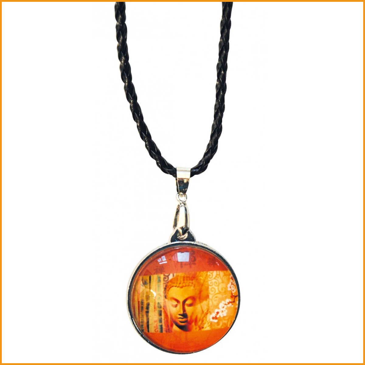 Schmuck Anhänger - Buddha hinter Glas - mit Lederband & Verschluss