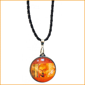 Schmuck Anhänger - Buddha hinter Glas - mit Lederband & Verschluss