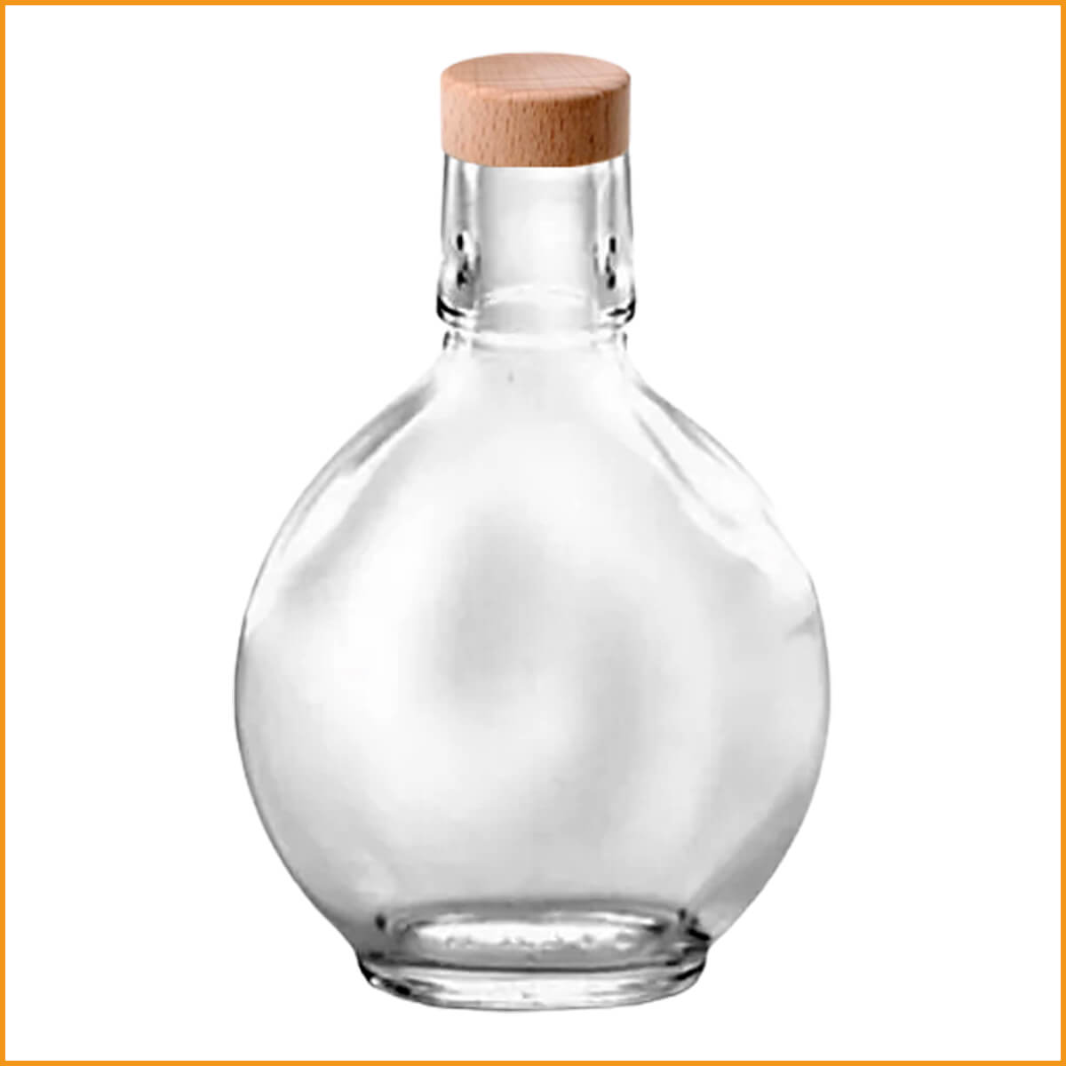 FLASCHE aus GLAS mit HOLZKORKEN -  Flachmann DEKORATIVE leere FLASCHE