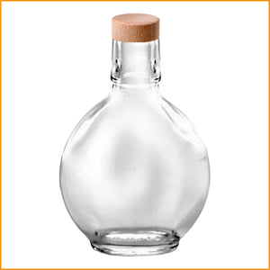 FLASCHE aus GLAS mit HOLZKORKEN -  Flachmann DEKORATIVE leere FLASCHE