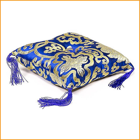 KISSEN für KLANGSCHALE - blau - mit Blumenmotiv - Klangschalenkissen