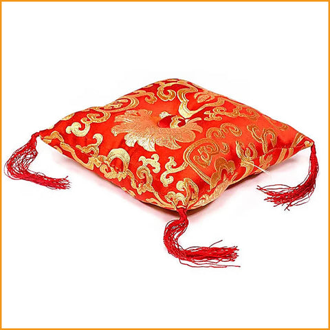 KISSEN für KLANGSCHALE - rot - mit Blumenmotiv - Klangschalenkissen