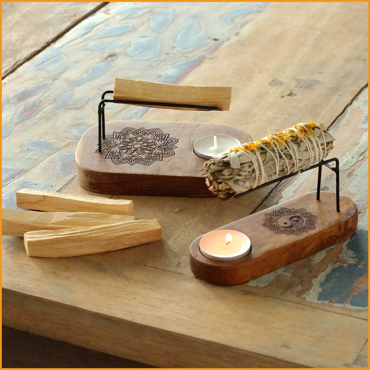 HEIZER für Palo Santo Holzstücke + Salbei Smudge Sticks - Räuchern