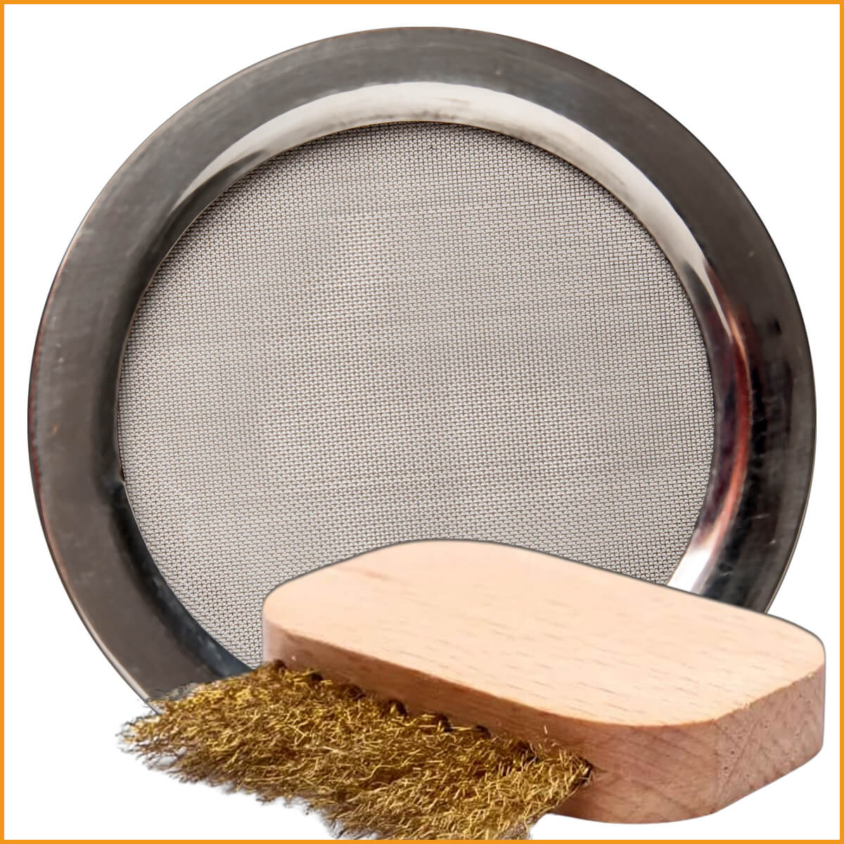 RÄUCHERSIEB Edelstahl Ø 12 cm + RÄUCHER BÜRSTE zum Reinigen - SPAR SET