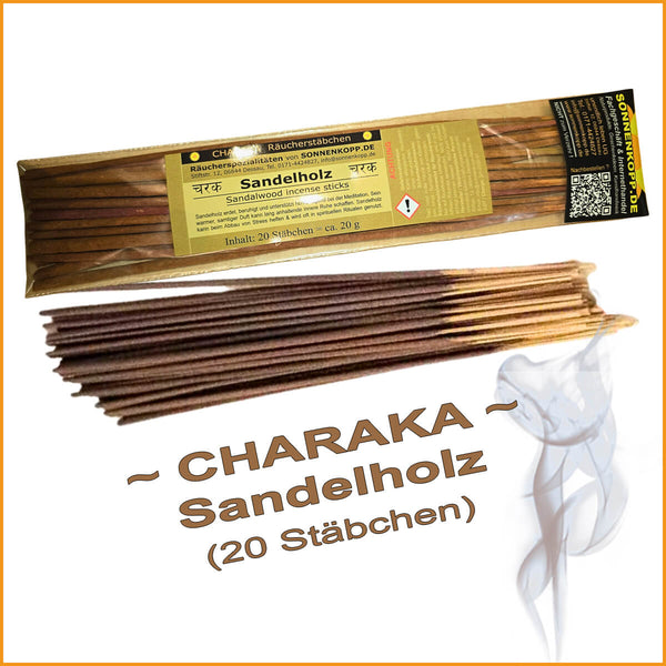 SANDELHOLZ Räucherstäbchen - CHARAKA Serie | Beruhigender Duft Sandal