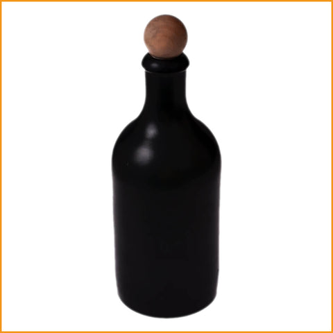 STEINZEUG FLASCHE mit HOLZKORKEN - Steinflasche - 0,5 L - Dekoflasche