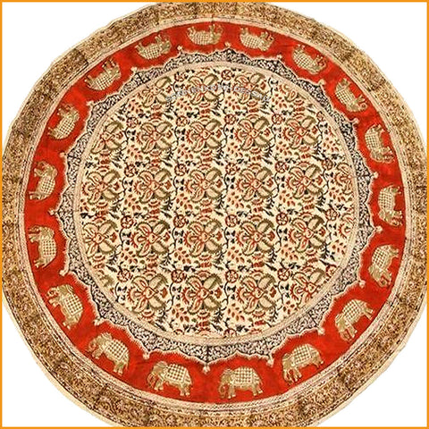 Runde Tischdecke ∅ 150 cm - Elefant - Kalamkari DECKE rund Elefanten