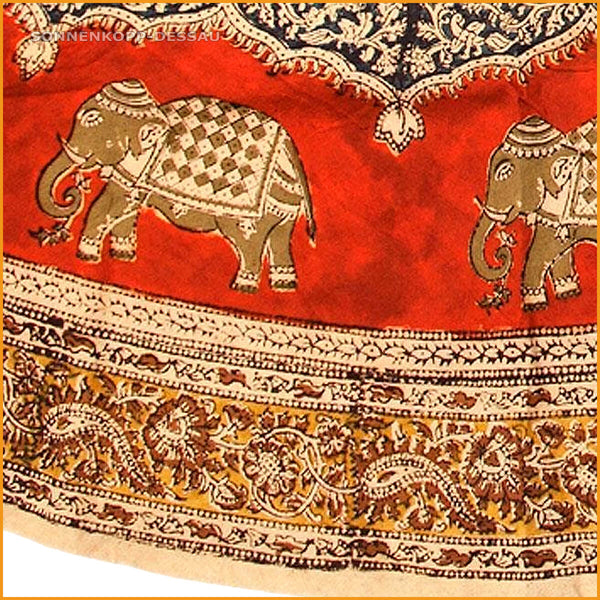 Kalamkari Blockdruck runde Baumwolltischdecke 150 cm