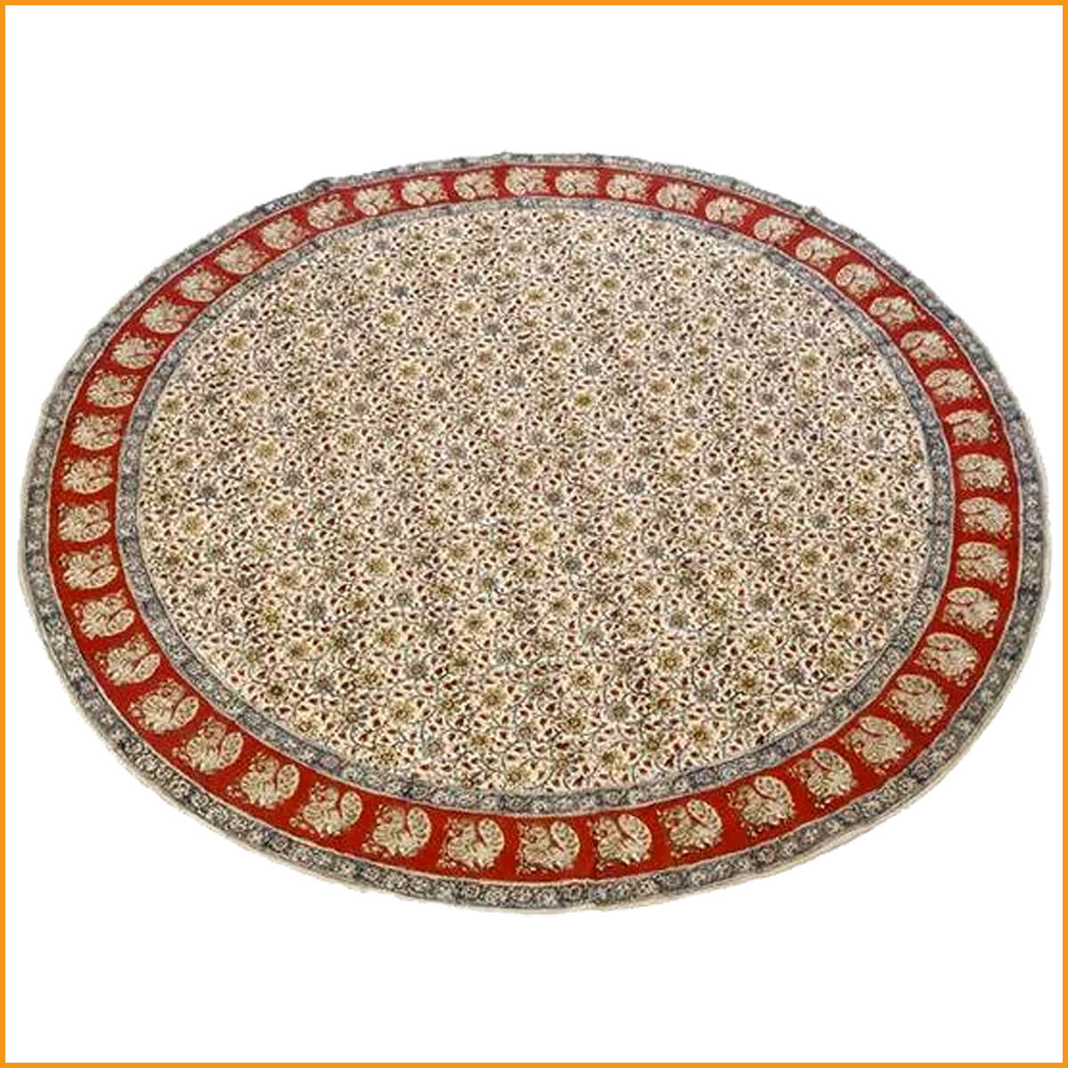 Runde Tischdecke ∅ 130 cm | Pfau-Motiv | Kalamkari DECKE rund Pfauen