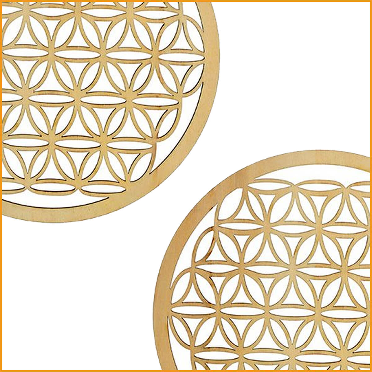 BLUME des LEBENS Wandbild - Wanddekoration - 2er-PAKET - Holz - 20 cm