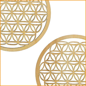 BLUME des LEBENS Wandbild - Wanddekoration - 2er-PAKET - Holz - 20 cm