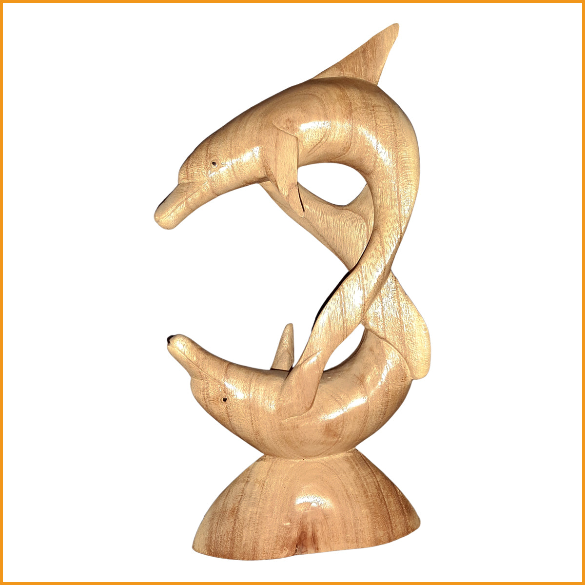 Figur DELFIN PAAR aus HOLZ - spielende Delfine - 25 cm - 2. Wahl