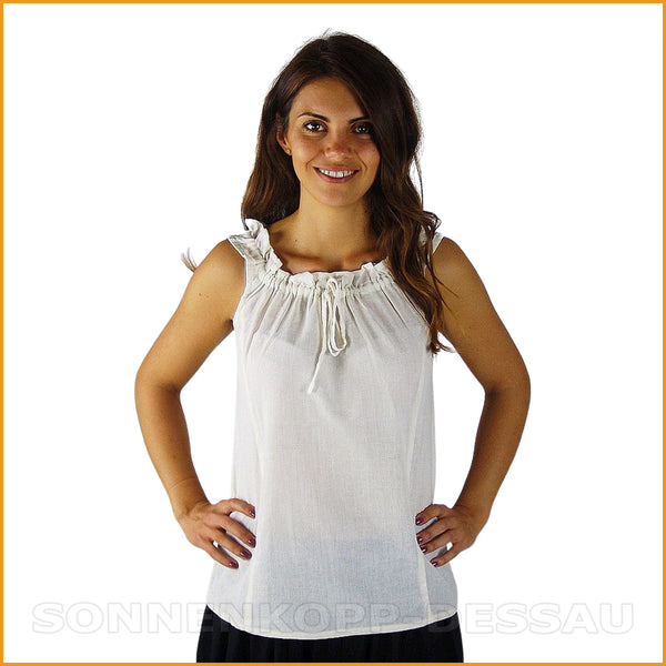 Weiße Freizeitbluse ohne Ärmel | Bluse ärmellos weiss