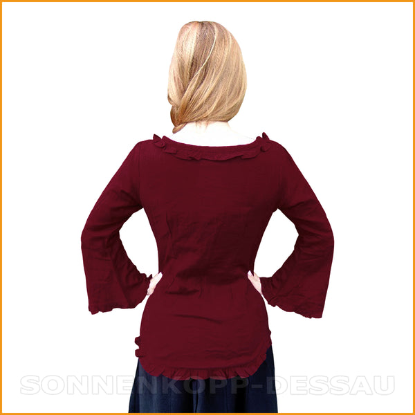 Schnürbluse rot | geschnürte Rüschen Bluse rot