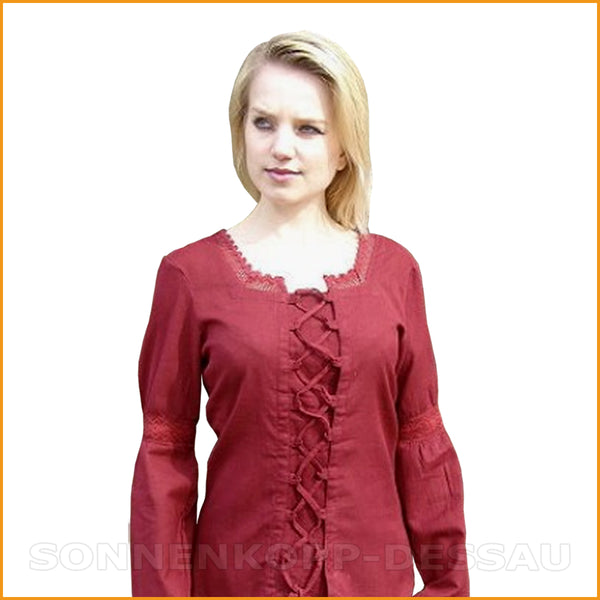 Schnürbluse rot | Ausgefallene rote Bluse für Damen