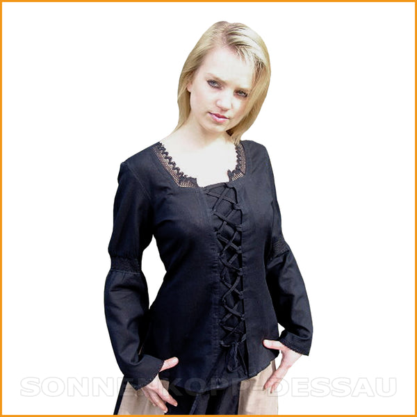 Alternative FREIZEIT BLUSE schwarz | Schwarze Schnürbluse