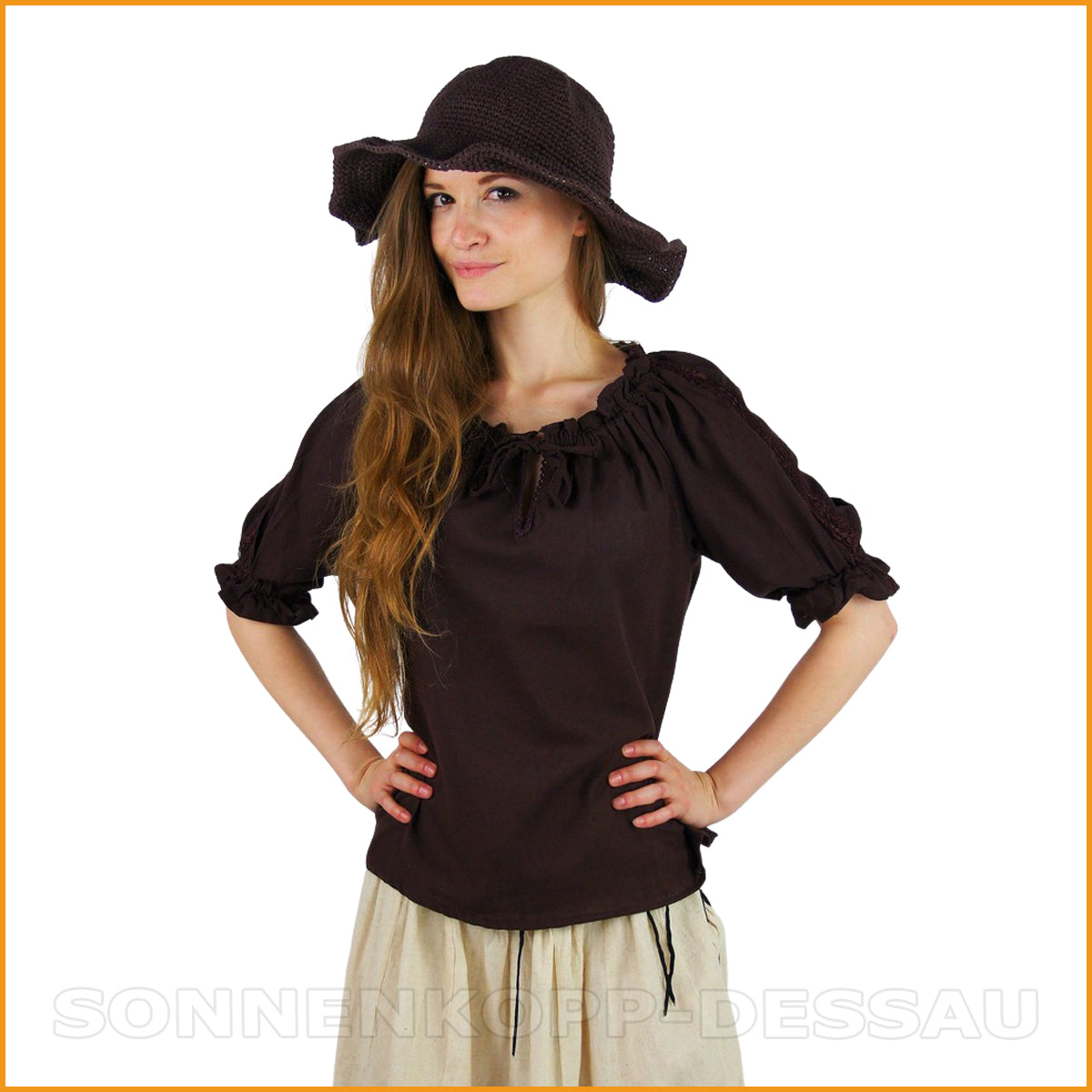 Alternative DAMEN BLUSE braun | Carmenbluse braun