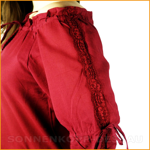 Carmenbluse mit Stickerei | ausgefallene Blusen rot