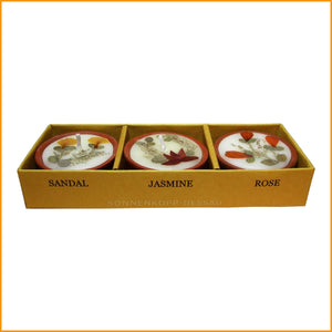 DUFTKERZEN 3er Set - Sandel - Jasmin - Rose - Duftkerze