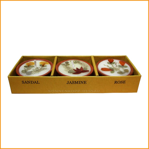 DUFTKERZEN 3er Set - Sandel - Jasmin - Rose - Duftkerze