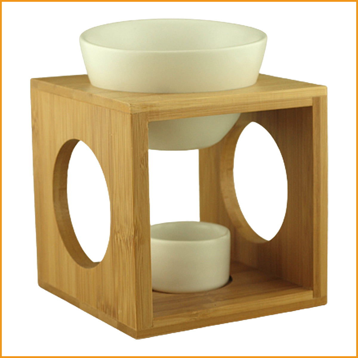 DUFTLAMPE aus Bambus Holz und Keramik - AROMALAMPE - ätherische Öle