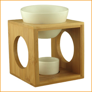 DUFTLAMPE aus Bambus Holz und Keramik - AROMALAMPE - ätherische Öle