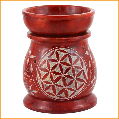 DUFTLAMPE Blume des Lebens SPECKSTEIN - AROMALAMPE - rot - für Duftöle