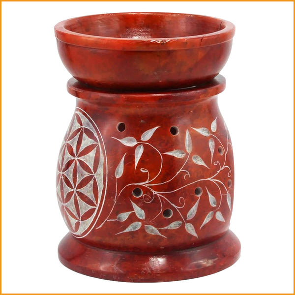 Aromalammpe mit Blume des Lebens in Farbe ROT