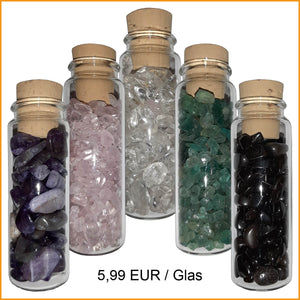 Edelsteine im Glas - 5er SET - Heilsteine - Energiesteine Ladesteine