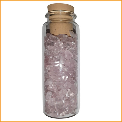 Edelsteine im Glas - ROSENQUARZ - Heilsteine - Energiesteine Quarz