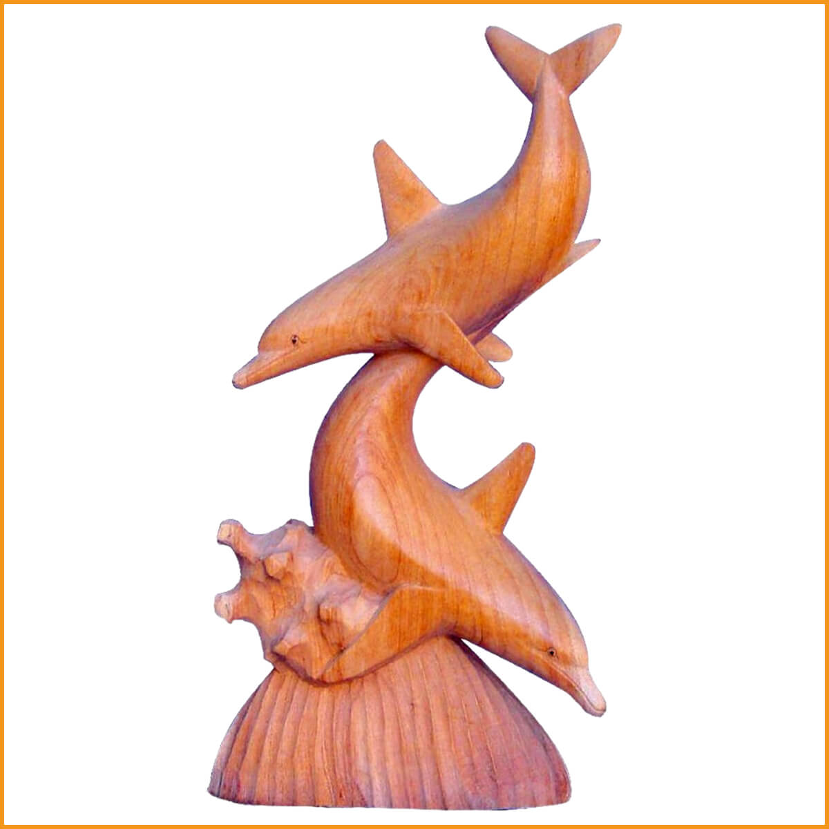 DELFIN PAAR - Feng Shui Partnerschaftsfigur Holz Figur Delphin Skulptur