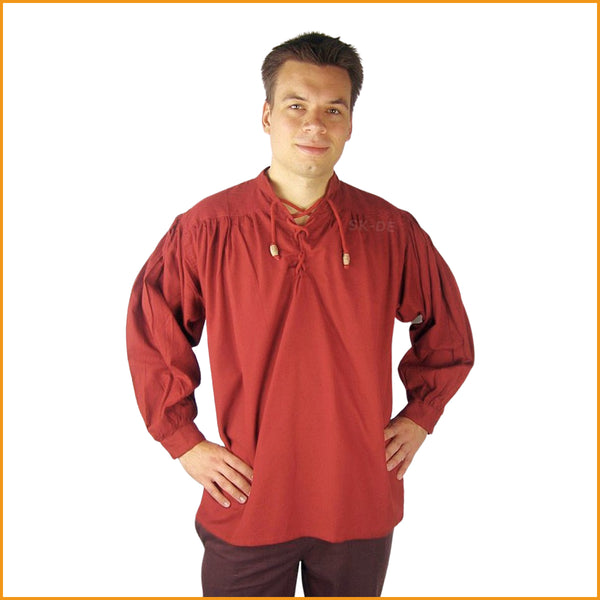 Alternatives Männerhemd rot | Mittelalter Hemd Männer rot