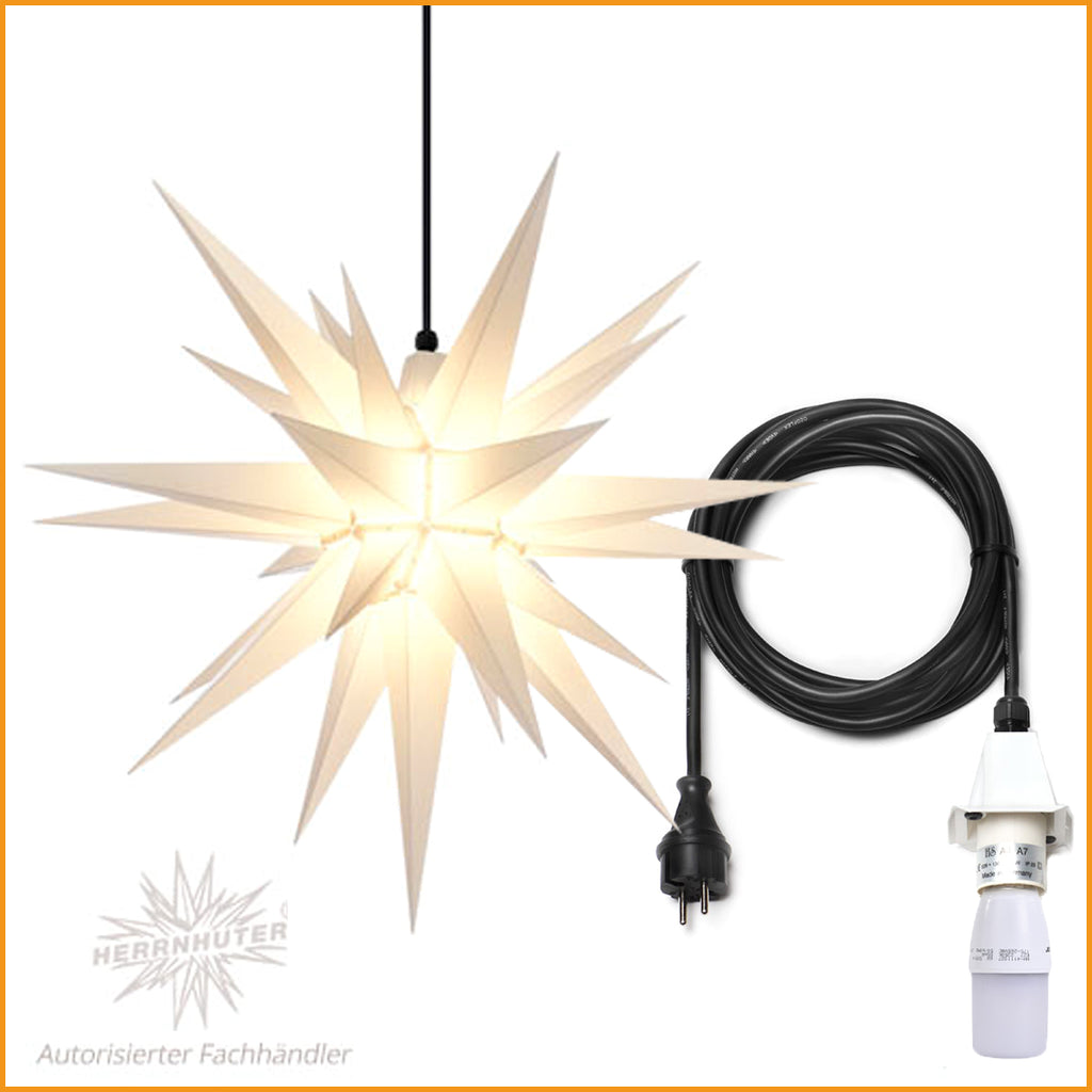 HERRNHUTER Stern WEISS Außenbereich 68 cm KOMPLETT mit ELEKTRIK weiß ...