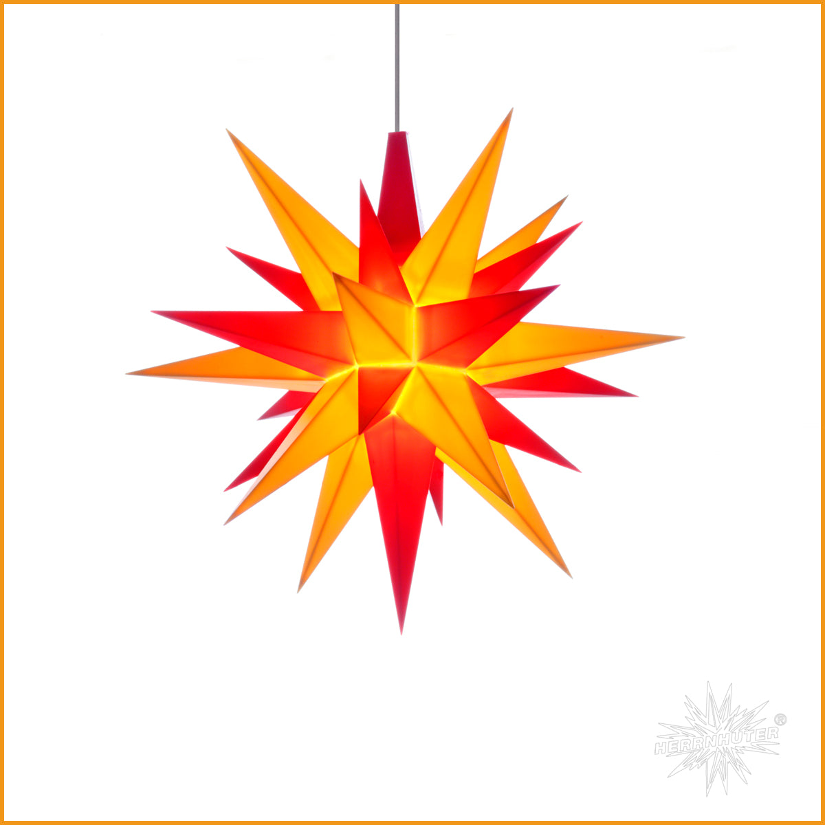 HERRNHUTER Stern gelb-rot A1e Kunststoff 13cm | Weihnachtsstern