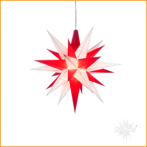 HERRNHUTER Stern weiß-rot A1e Kunststoff 13cm | Weihnachtsstern
