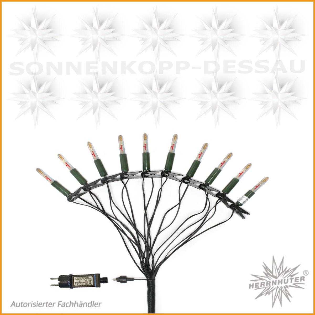 Weiße Herrnhuter Sternenkette | Lichterkette Herrnhuter weiß