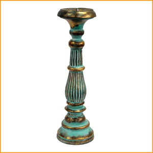 KERZENSTÄNDER - grün & gold - KERZENHALTER - HOLZ - Orient