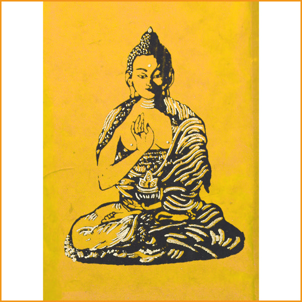 Gelbe Papierlampe - Detail Buddha Bild