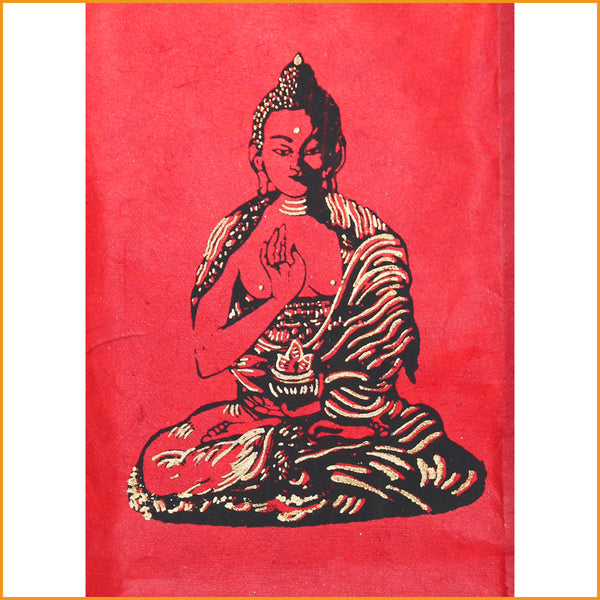 Rote Papierlampe - Detailansicht Buddha Motiv