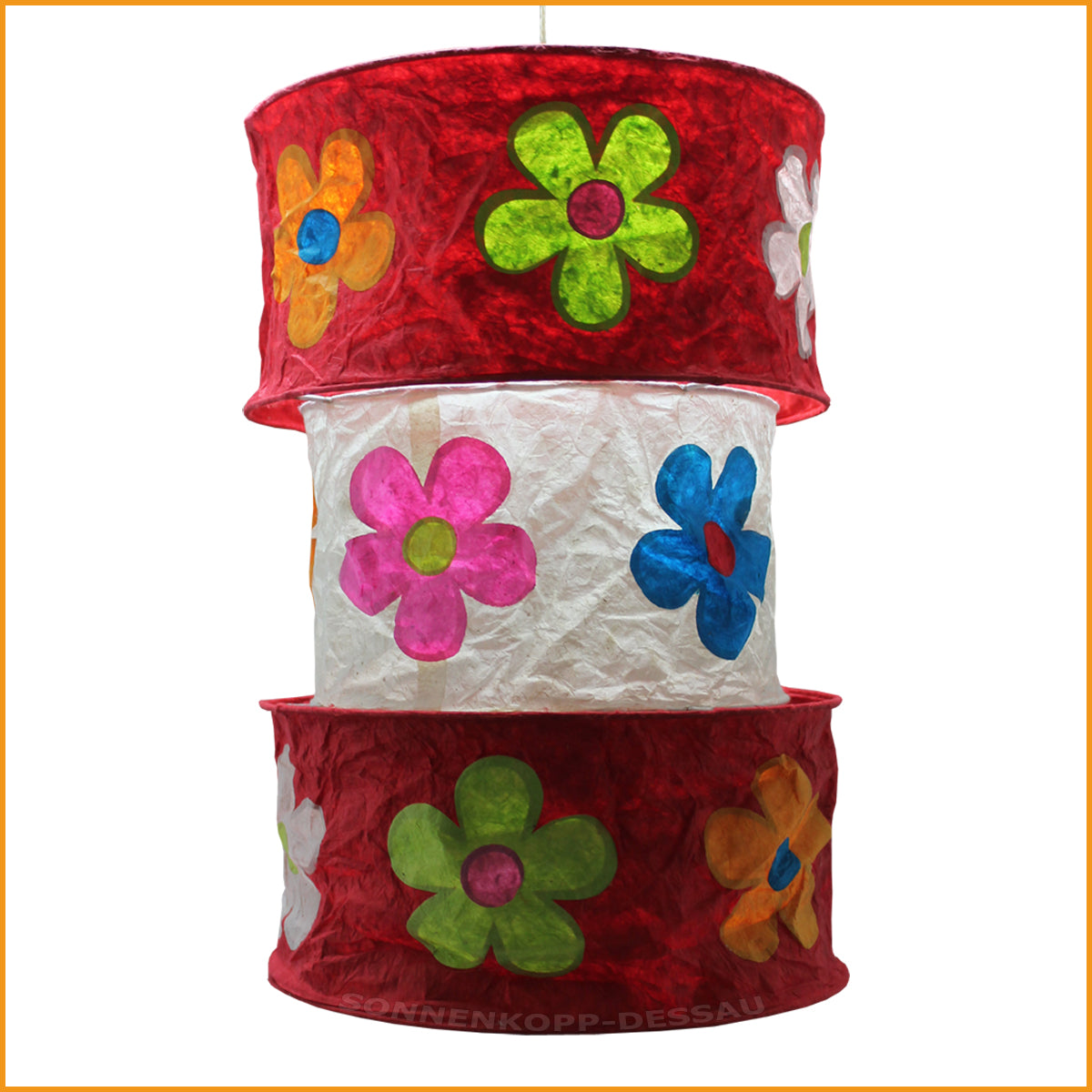 KINDERZIMMERLAMPE - rot mit Blümchen - Blumenlampe