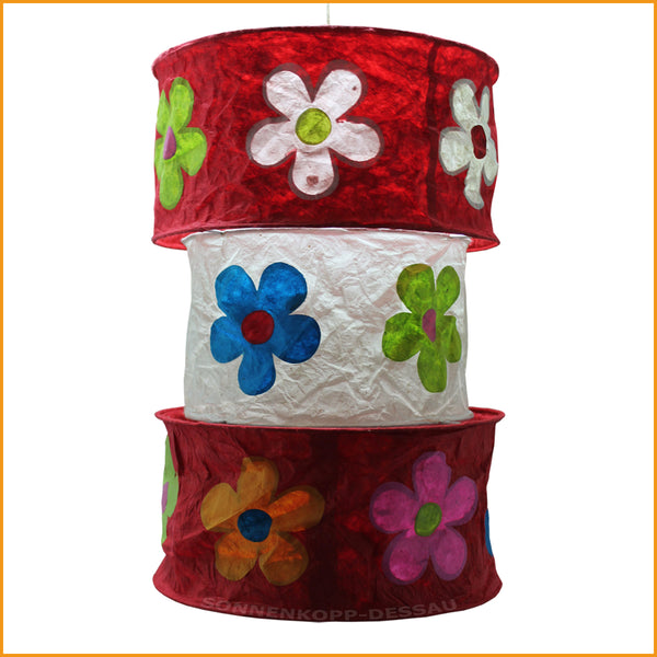 Runde Papier Hängelampe in rot und natur
