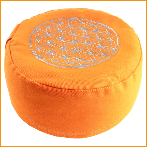 Meditationskissen mit Blume des Lebens orange | Kissen für Meditation