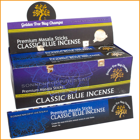 CLASSIC BLUE Nag Champa GOLDEN TREE Räucherstäbchen - Premium Masala