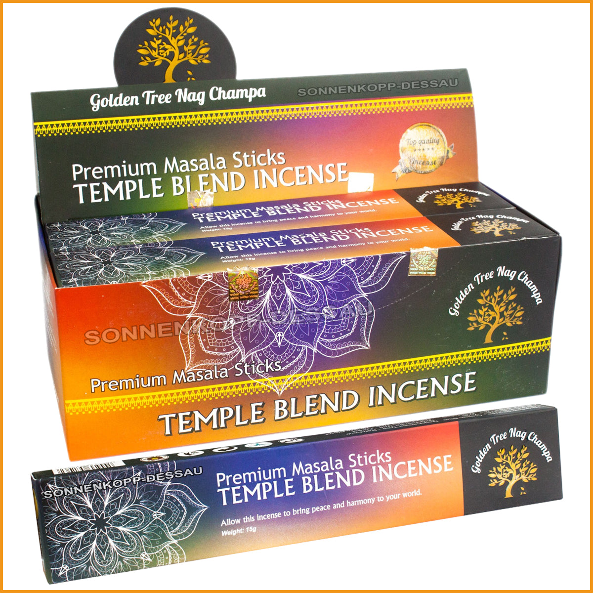 TEMPLE BLEND Nag Champa GOLDEN TREE Räucherstäbchen - Tempelmischung
